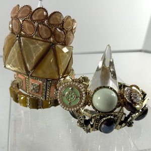 Mixed Lot 6 Bracelets Gold Tone Enamel Stretch Rhinestones Stackable Unbranded